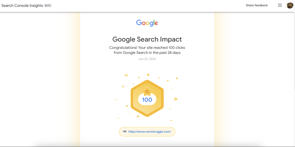 AskDushyant Google Search Engine 100 Clicks in 28 days Achievement June 2025