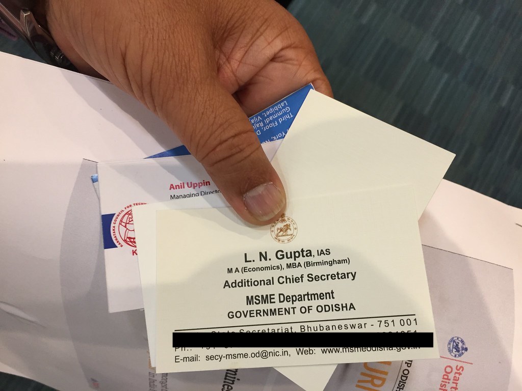 LN Gupta MSME Department Visiting Card StartUp India Conference Pravasi Bhartiya kendra New Delhi September 2017 AskDushyant