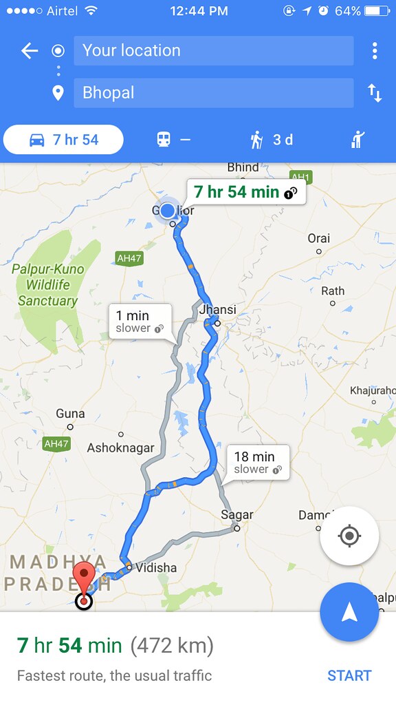 Gwalior to Bhopal Google map Harley Davidson ride AskDushyant Year 2017