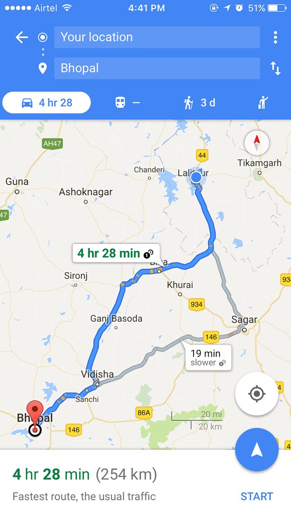 Lalitpur to Bhopal google map Harley Davidson ride AskDushyant Year 2017