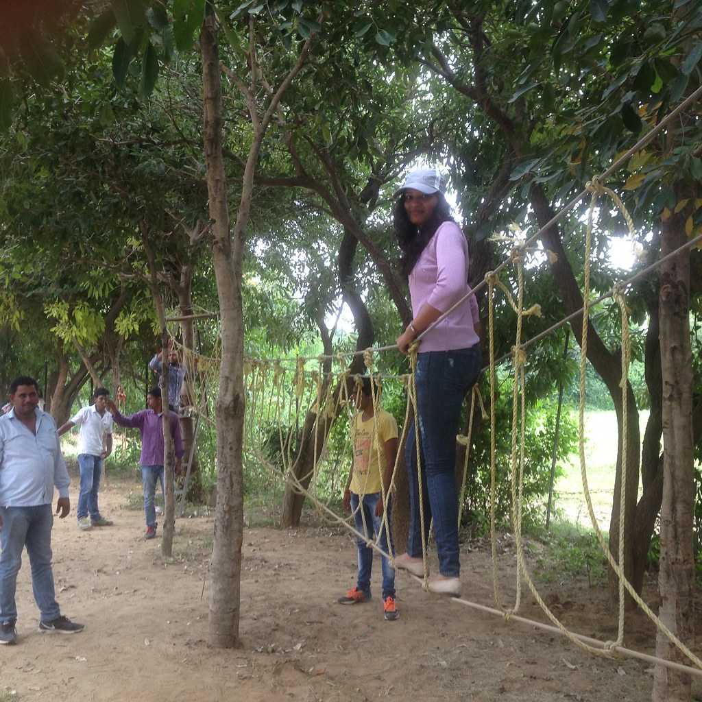 Female team member on Rope way Peoplestrong tech team outing Yr 2016 AskDushyant
