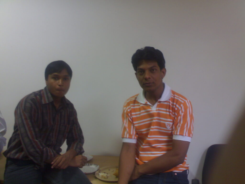 Me and Arun at office birthday party Desiya startup Year 2007 AskDushyant