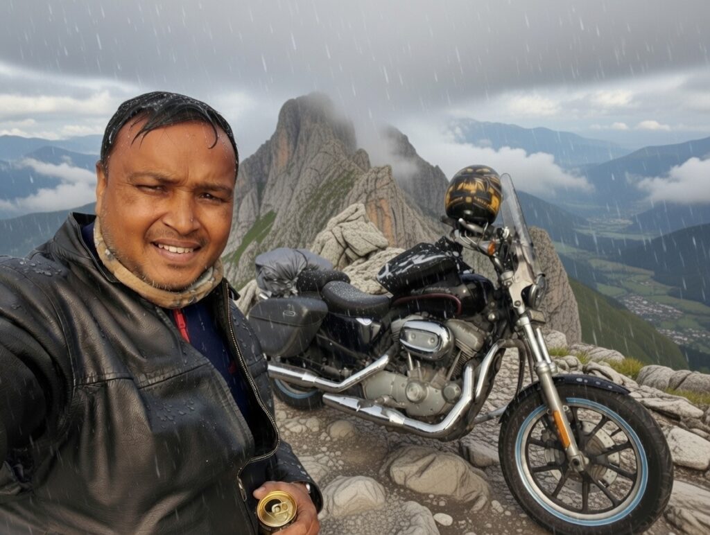 Mountain background change on original photo casually clicked with my harley davidson AskDushyant
